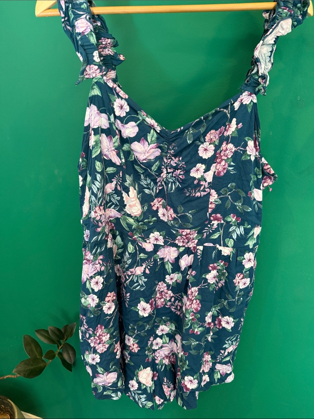 torrid Blue Floral Ruffle-Strap romper